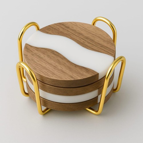 Wood dining table coaster set - wood,