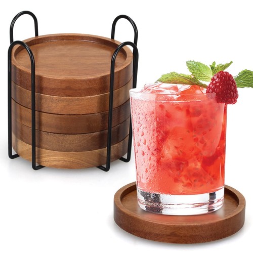 Wooden coaster set coffee - wooden,