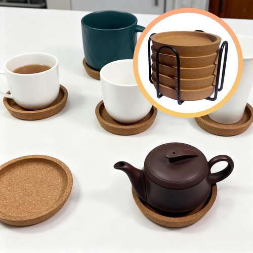 5pcs round cork - round, coasters