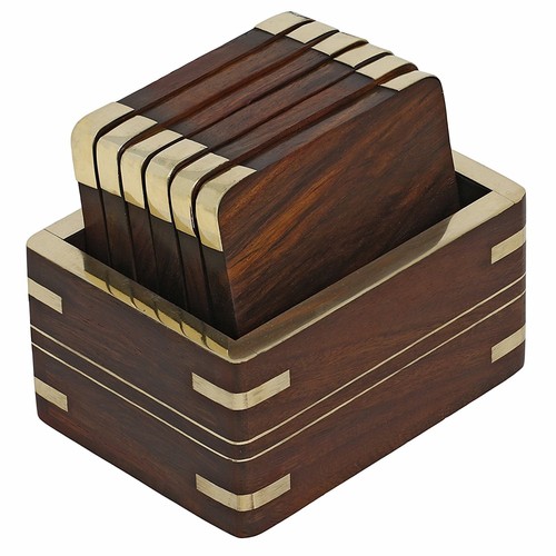 Wooden drink glass coasters - wooden,