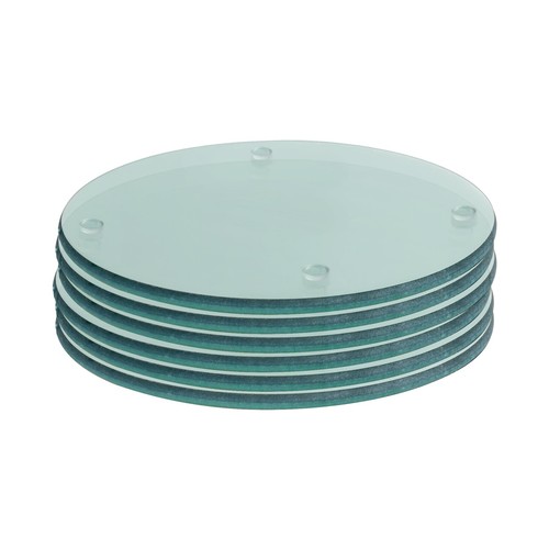 Round glass coasters 10cm - 6x,