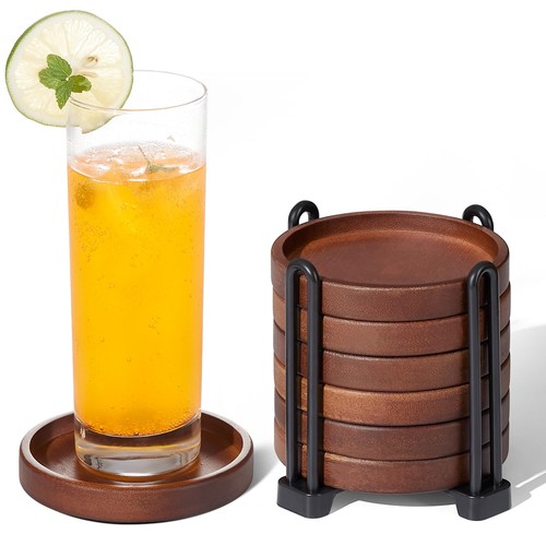 Set wooden coasters with - of,
