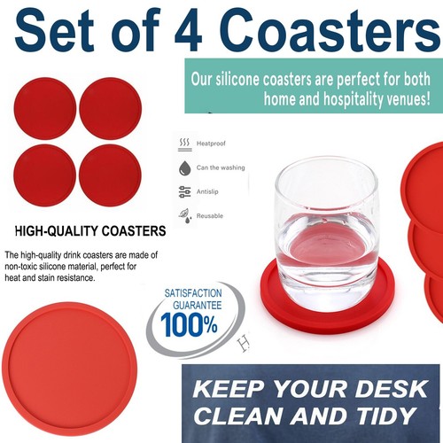 Silicone rubber coasters - 4x,