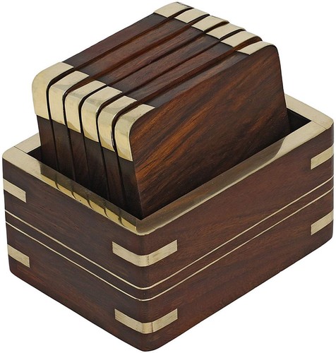 Wooden drink table - table, coasters