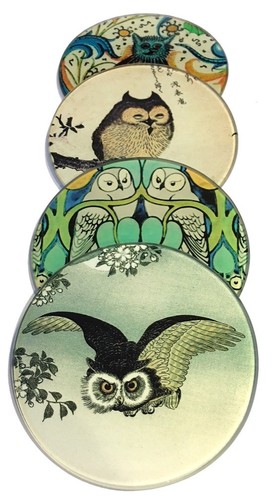 Owl paintings glass - glass, drink