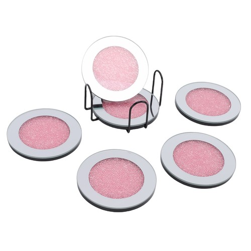 6pcs glass mirrored coasters - 6pcs,