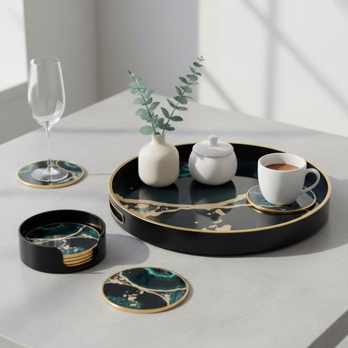 Round agate theme tray and - agate,